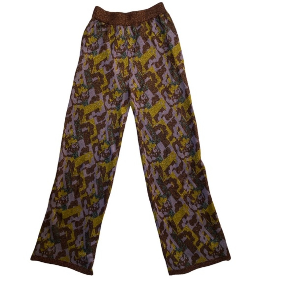 Soeur Gigolo Knit Jacquard Lurex Pants Size 2